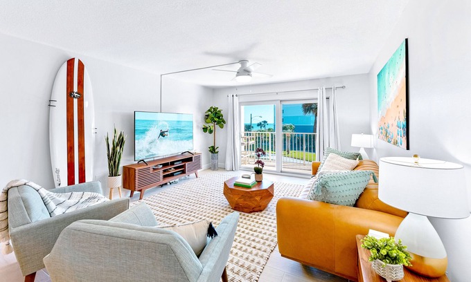 Avon By The Sea Condo | Stylish Beachfront Condo – Balcony, Heated Pool & Steps to Pier