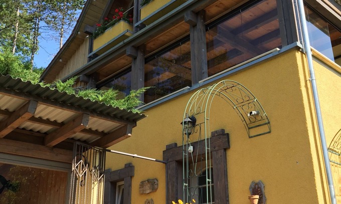 Muensingen Apartment | Sunny apartment with a large covered balcony and a great view of the valley