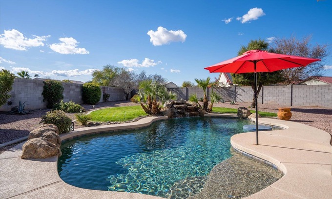 West Point Towne Center House | Sunny Oasis with Private Pool & Lush Backyard!