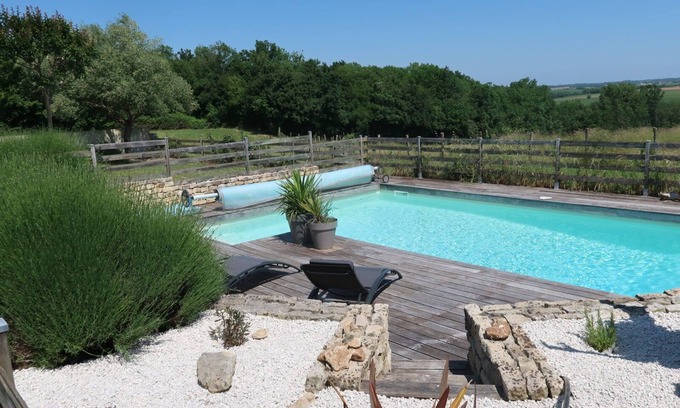 Chauray Villa | Superb river and countryside views, bright 4bed villa with heated pool