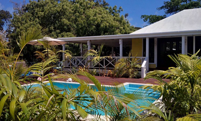 Dickenson Bay Cottage | TERRA COTTAGE Caribbean Cottage - huge covered porch & private pool & drivewa