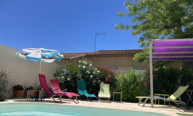 Nissan-lez-Enserune House | Terrasse du Moulin - 19th Century Village House with pool and terrace views