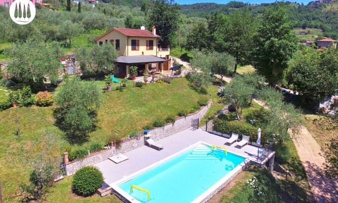 Mologno House | The vacation home is nestled in the Tuscan countryside with a private pool