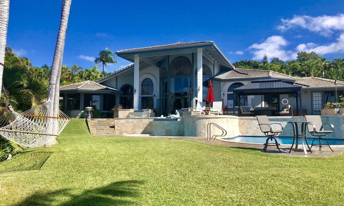 Kalaoa House | Tropical & inviting home w/spa, torches, waterfalls & ocean view