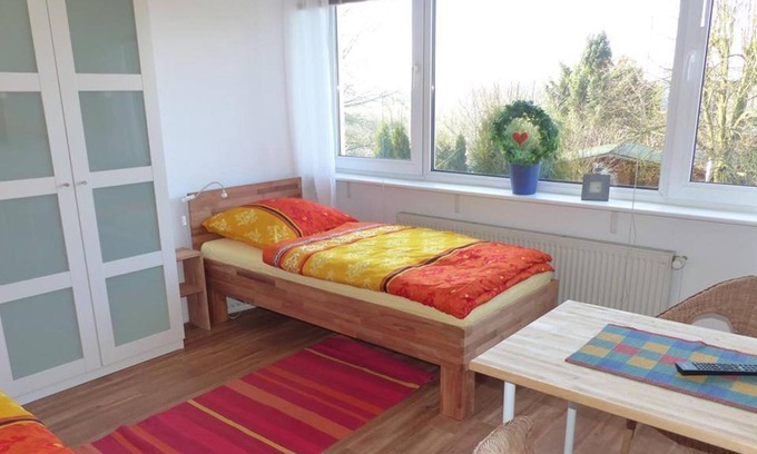 Kiel Apartment | Twin room No. 2, shared shower/shared toilet - guest room view of the countryside