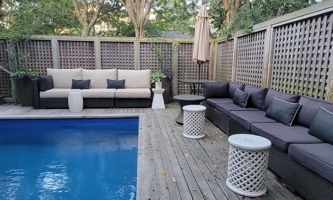 Fire Island Pines House | Unique multi-level, private tree house w/pool, close to town,1 block to ocean.