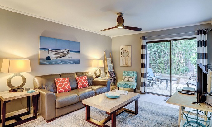 Folly Field Condo | Updated condo with patio, shared pool, and WiFi - walk to Folly Field Beach Park