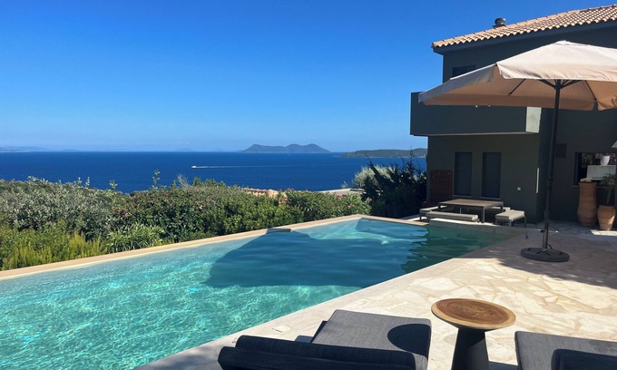 Sivota Villa | Villa Arkoudi - Enjoy panoramic ocean views from a serene mountain setting