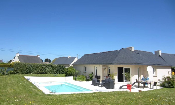 Plouha Villa | Villa 'Bord De Mer Piscine' with Private Pool, Private Terrace and Wi-Fi
