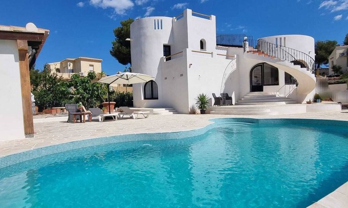 Cap de la Nau Villa | Villa Castella. with New Pool and Large Terrace. Wi-fi, Air Con , Games Room,