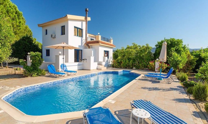Polis Villa | Villa Charoula Tessera: Large Private Pool, A/C, WiFi, Eco-Friendly