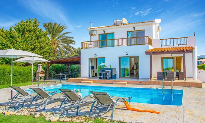 Polis Villa | Villa Dimitris Blue Bay - Steps Away From The Sea With Stunning Views & Pool