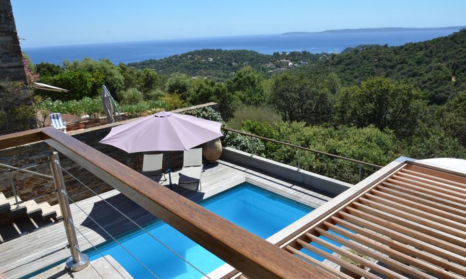 Cap Benat Villa | Villa Gaou Benat 2 levels independant. 10 people sea view heated pool