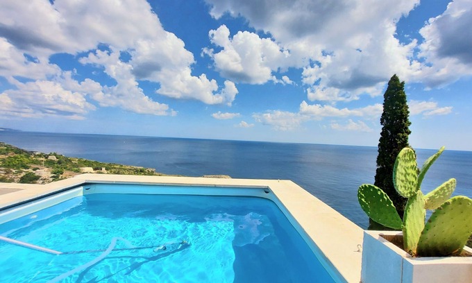 Porto Tricase Villa | VILLA GIRASOLI ON THE SEA 6 GUESTS SWIMMING POOL of property " VILLE GIRASOLI"