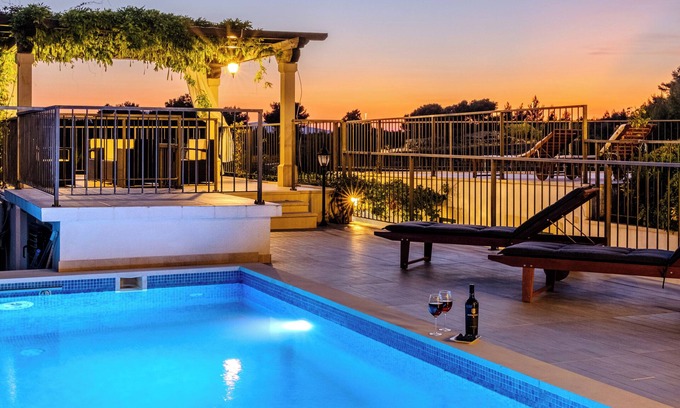 Cove Makarac (Milna) Villa | Villa Julia with a private heated pool and hot tub, ideal for large groups