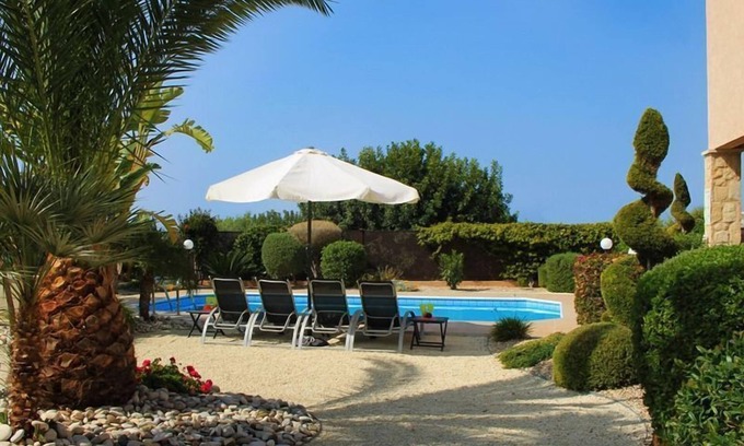 Kouklia Villa | Villa Kerrie- Luxury Villa with Secluded Mature Garden, Open Outlook and Sea Views