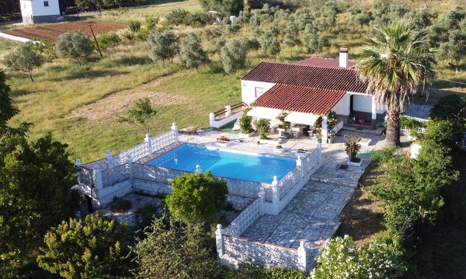 Aroche Villa | Villa 'La Blanca De Aroche' with Mountain View, Private Pool and Wi-Fi