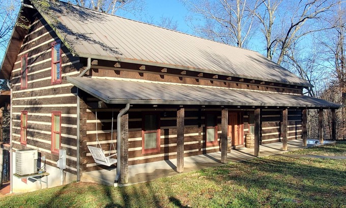 Bronston Cabin | Walk to the water log cabin, access to dock, hot tub, fire pit, grill, spacious