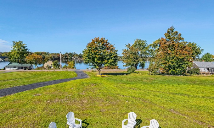 North Hero House | Waterfront home on Lake Champlain with pool, hot tub, dock, kayak & canoe