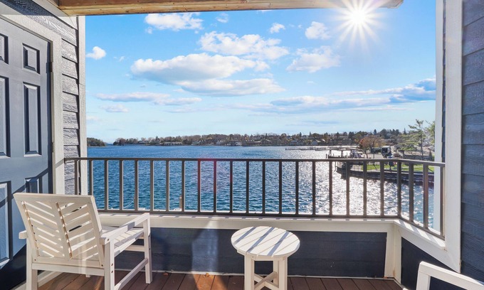 Charlevoix Condo | Waterfront View Condo | Pool, Hot Tub, Sauna | Newly Renovated | Sleeps 4
