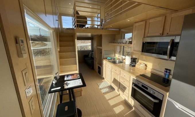 Pear Park House | XL tiny home with two lofted queen beds and full size futon on the main level.