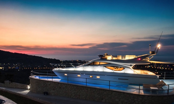Lefkada Boat Rental | Yacht with a private pool & panoramic sea and city view @ Silencio Luxury Homes