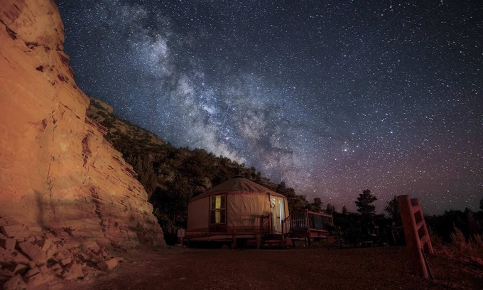 Orderville House | Yurt 8: King Suite, Private Bath, Stargazing Haven