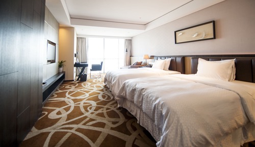 Double Room, 2 Double Beds, Sea View