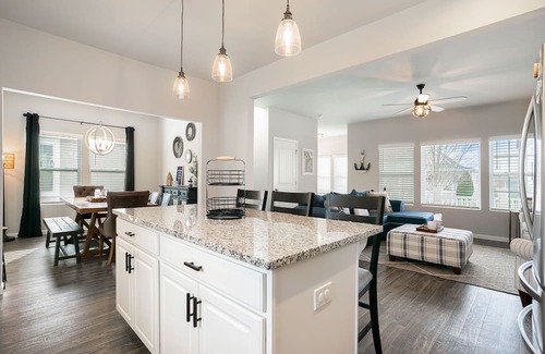 Douglas House | Charming home near Michigan's lakes with game room, chef's kitchen, & deck