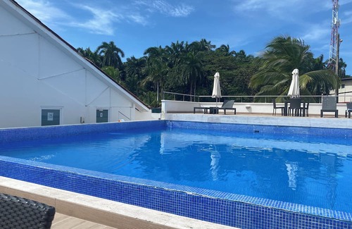 Fort Sherman Boat Rental | 2-bedroom yacht in Shelter Bay Marina with pool, fitness room, AC on board.