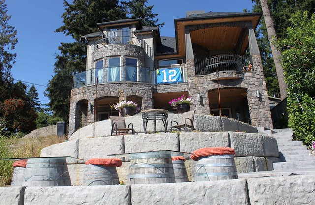 Lake Front Castle Style Custom Home Partial Lake View Balcony Suite
