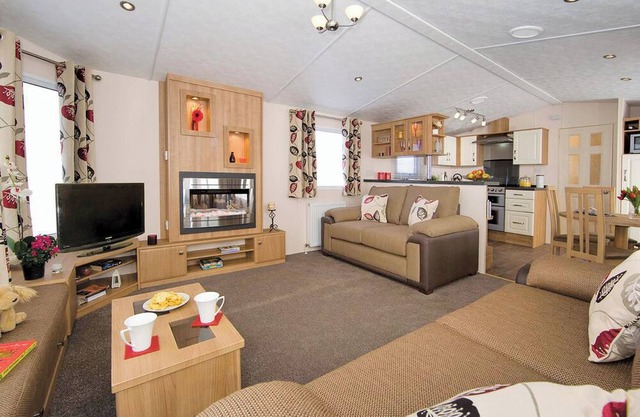 Top of the range 12ft-wide caravan with one double and one twin.