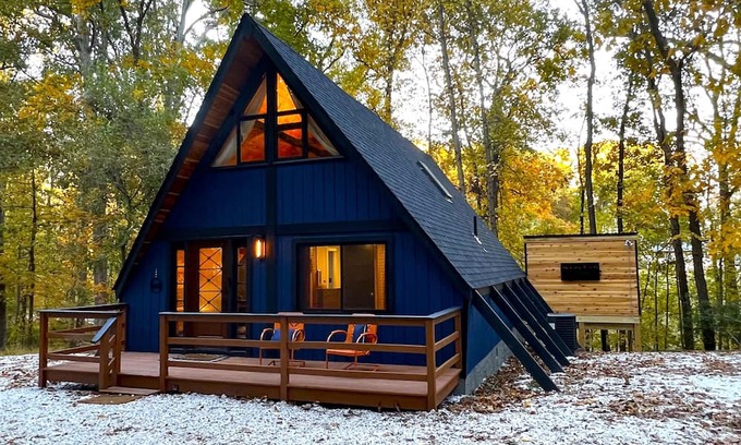 Carrolltowne Cabin | Renovated 1973 Aframe with Hot Tub